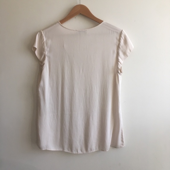 Repeat Silk Top with Breast Pocket Blouse in Light Ivory Cream Blush sz 42 / L - Picture 8 of 8